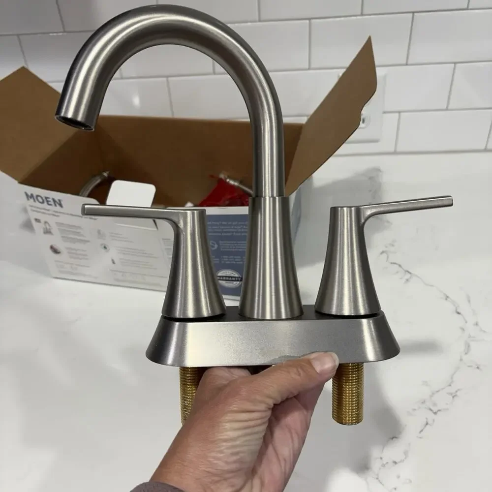 Moen Mikah 84312SRN Brushed Nickel High Arc 2 Handle Widespread Bathroom Faucet